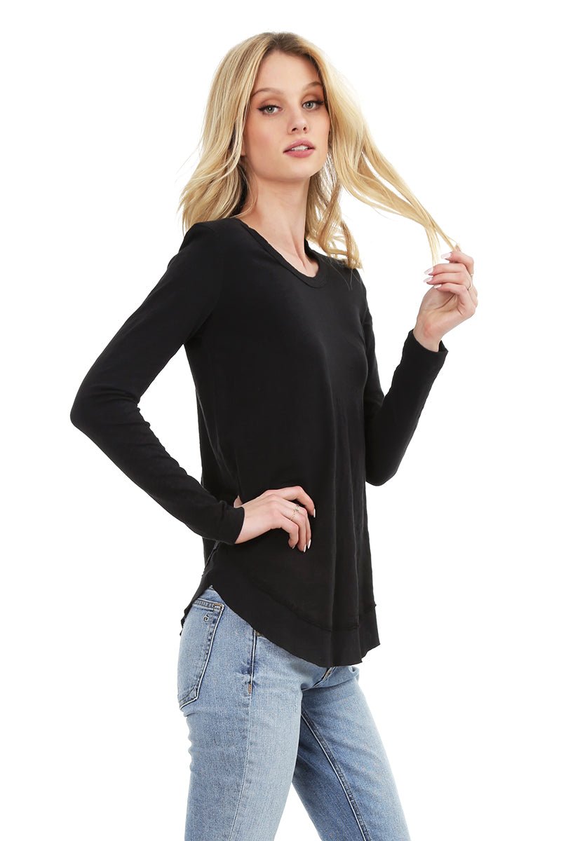 Long Sleeve Round Hem Tee - bobi Los Angeles